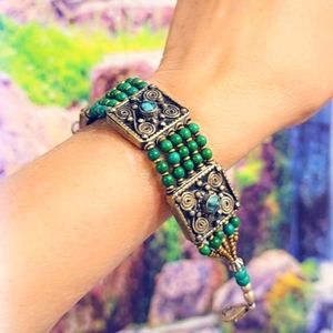 Turquoise & Green Tibetan Hand Crafted Bracelet